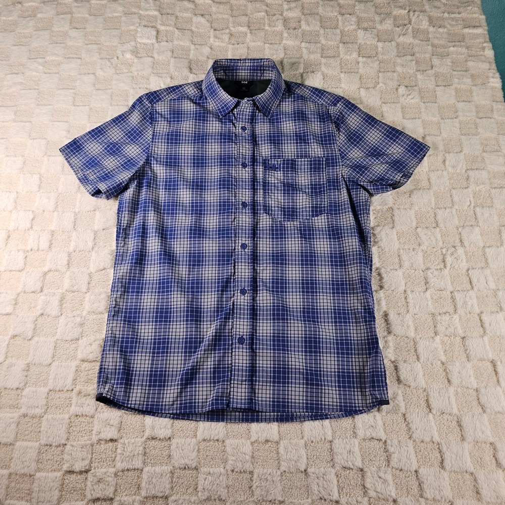 Helly Hansen Mens Blue White Plaid Short Sleeve Button Down Shirt S Regular HH